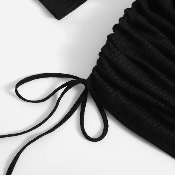 Drawstring Side Ribbed Knit Dress - Picture 5 of 6